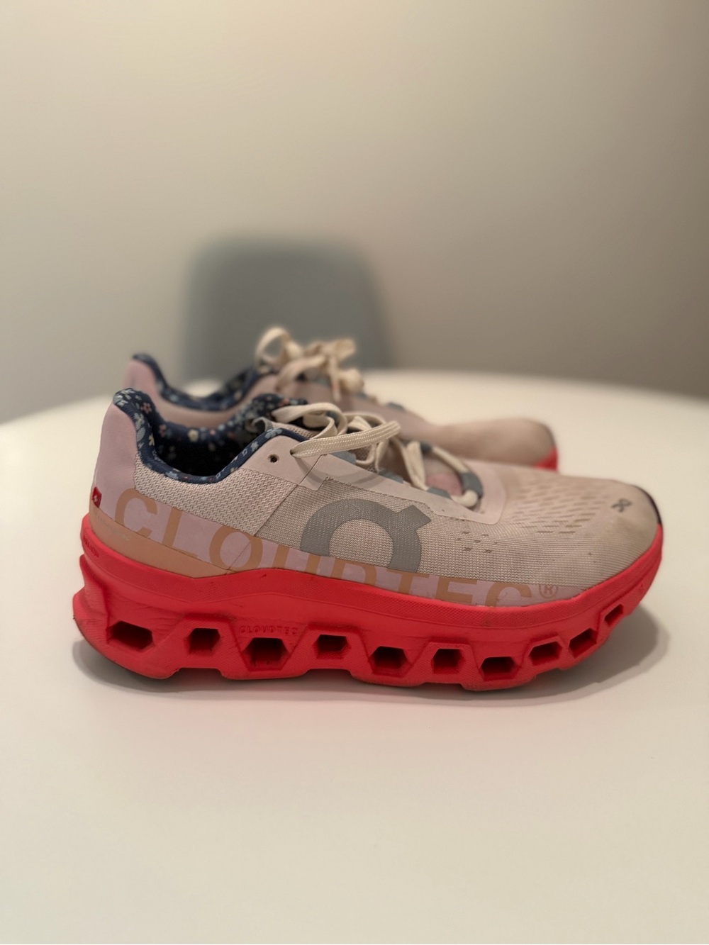 On Running Women's Beige and Coral CloudTec Athletic Shoes